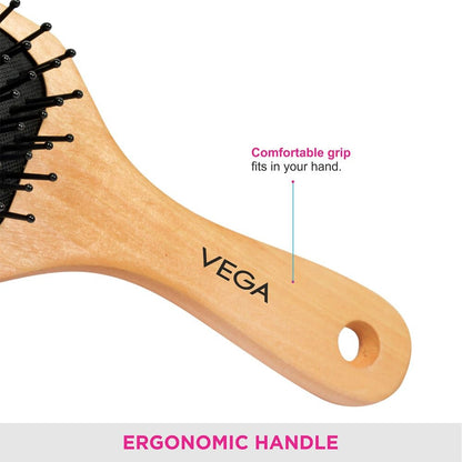 Vega Premium Collection Wooden Paddle Hair Brush For Men & Women, Small (E2-Pbs)