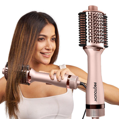 PROTOUCH Born To Shine 2-in-1 Styling Blow Brush - Hair Dryer & Volumizer Brush - Straightens, Smooths & Adds Shine - Ceramic Barrel - 1200W - For All Hair Types - No Heat Damage