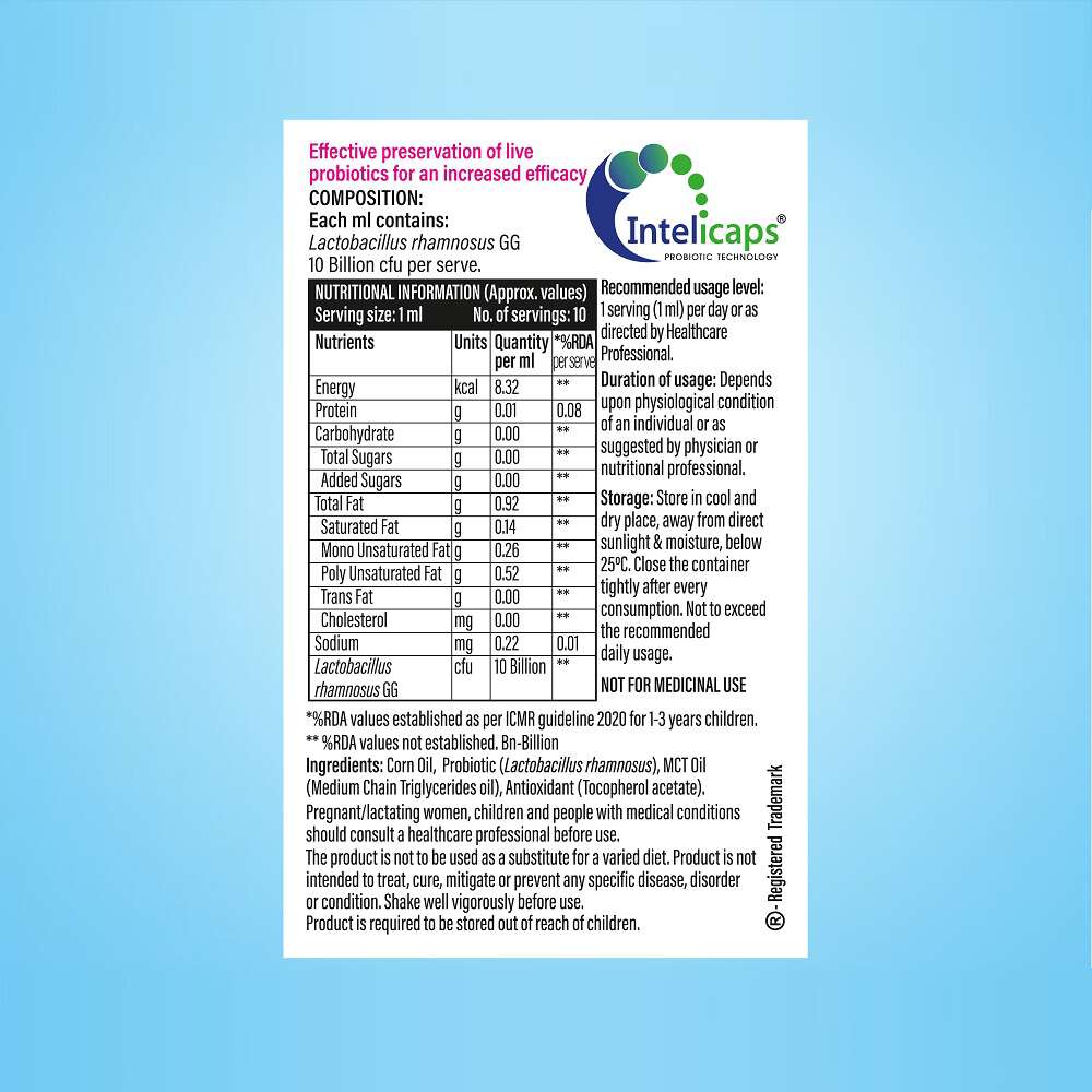 Dr. Morepen Intebact Probiotic Drops 10Bn Cfu Supplement for Gut Health (10ml)