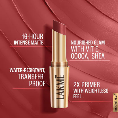 Lakme 9to5 Powerplay Priming Matte Lipstick - Roseatte Red (3.6 gms)
