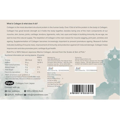 INJA Pro Finest Hydrolyzed Marine Collagen from Japan (Unflavoured, 300 gms)
