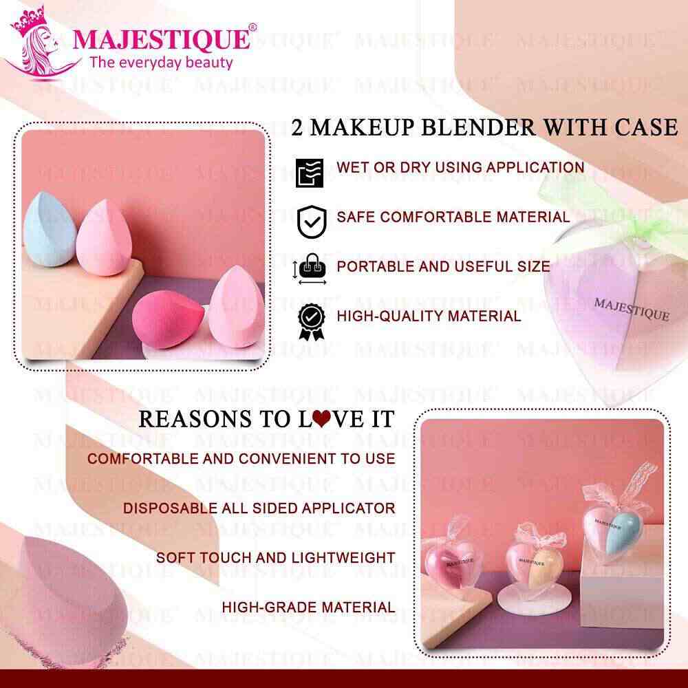 Majestique Heart Shape Beauty Blender FC67 for Liquid, Cream & Powder, Makeup Sponges (Color May Vary)