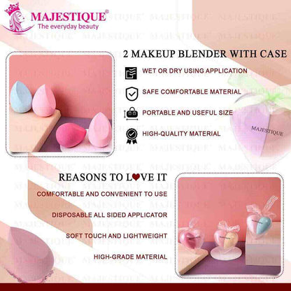 Majestique Heart Shape Beauty Blender FC67 for Liquid, Cream & Powder, Makeup Sponges (Color May Vary)