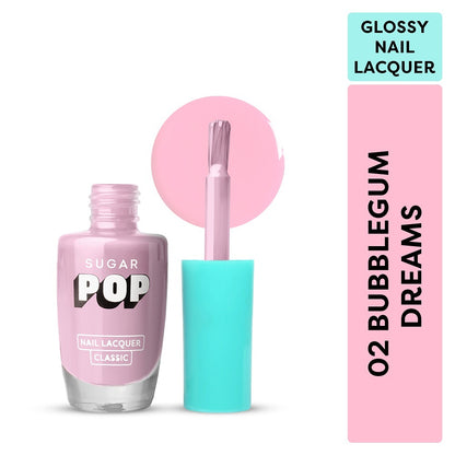 SUGAR POP Nail Lacquer, High Shine, Chip Resistant, Quick Drying (02 Bubblegum Dreams)