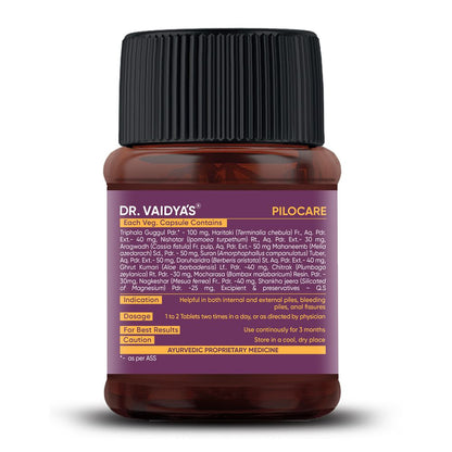 Dr. Vaidya's Piles Care-30 Capsules (Pack of 1)