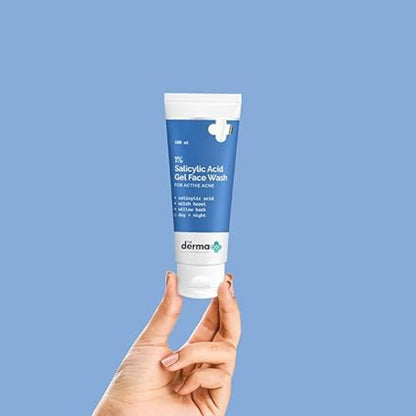The Derma Co 1% Salicylic Acid Gel Face Wash With Salicylic Acid & Witch Hazel For Active Acne (100ml)