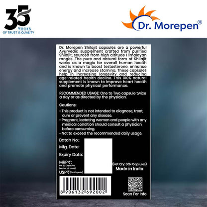 Dr. Morepen Shilajit Capsules for Strength Stamina Vigour & Vitality (60 Capsules)