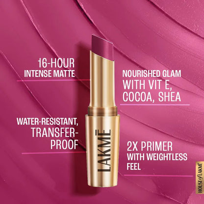 Lakme 9to5 Powerplay Priming Matte Lipstick - Plum Pick (3.6 gms)