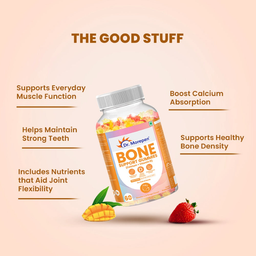 Dr. Morepen Bone Support Gummies With Calcium + Vitamin D (60 Gummies)