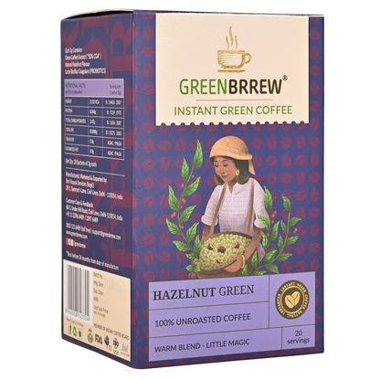 Green Brrew Instant Green Coffee-Hazelnut (20 Sachets)