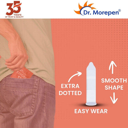 Dr. Morepen Exygra Condoms Dotted 3S - STRAWBERRY - (Pack of 10)