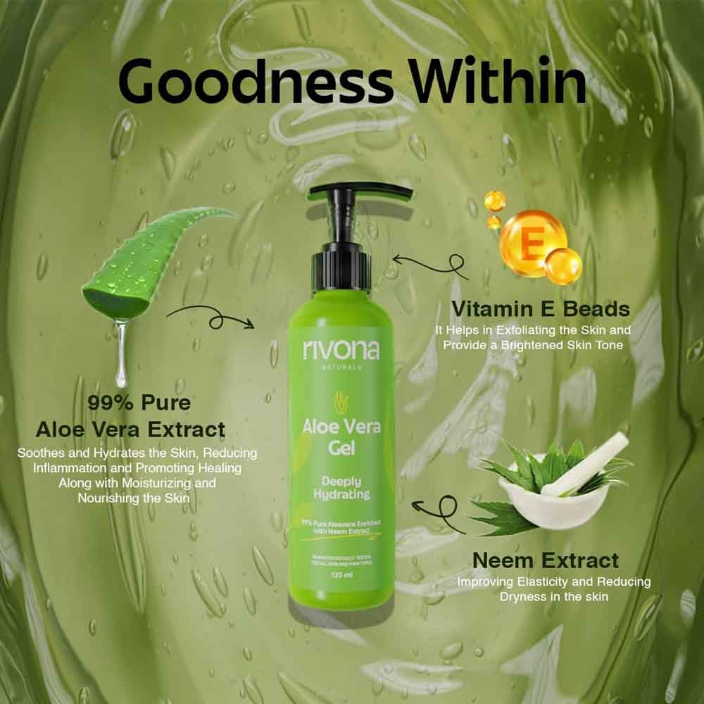 RIVONA NATURALS 99% Pure & Organic Soothing Aloe Vera Gel (125ml)