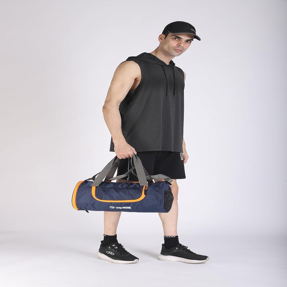 GYM INSANE Navy Breeze Polyester Duffle Bag with Shoe Compartment for Men & Women - Color Navy Blue(21 Ltr)
