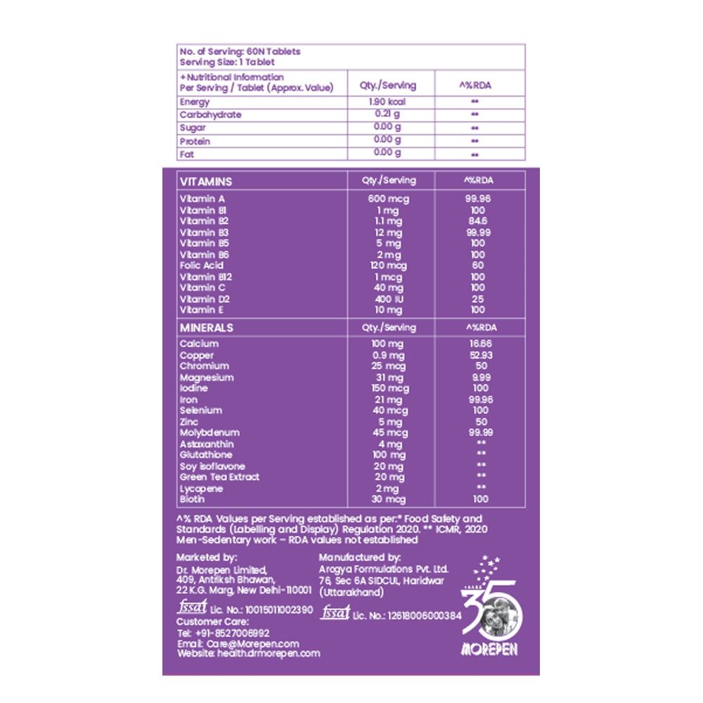 Dr. Morepen Multivitamin Women With Calcium & Herbal Extracts (60 Veg Tablets)