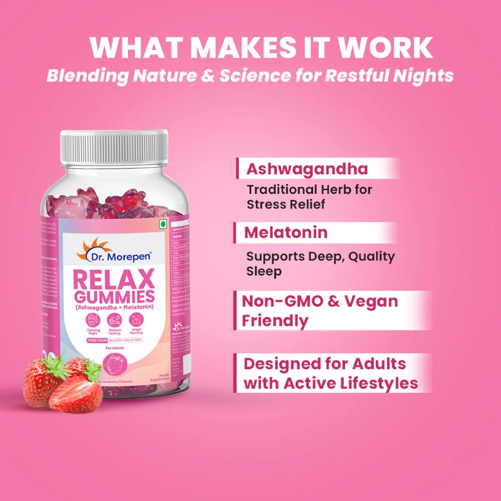 Dr. Morepen Relax Gummies with Ashwagandha & Melatonin (60 Gummies)