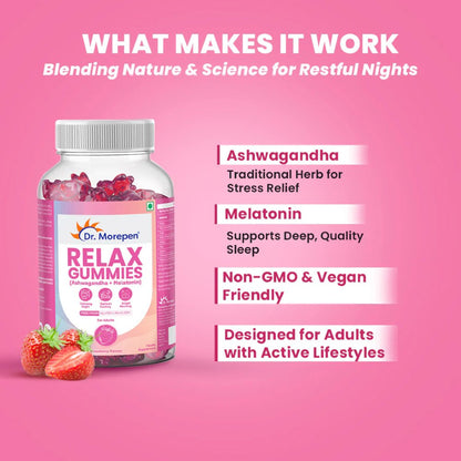 Dr. Morepen Relax Gummies with Ashwagandha & Melatonin (60 Gummies)