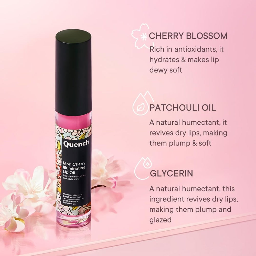 Quench Botanics Illuminating Lip Oil with Cherry Blossom Radiance (5ml)