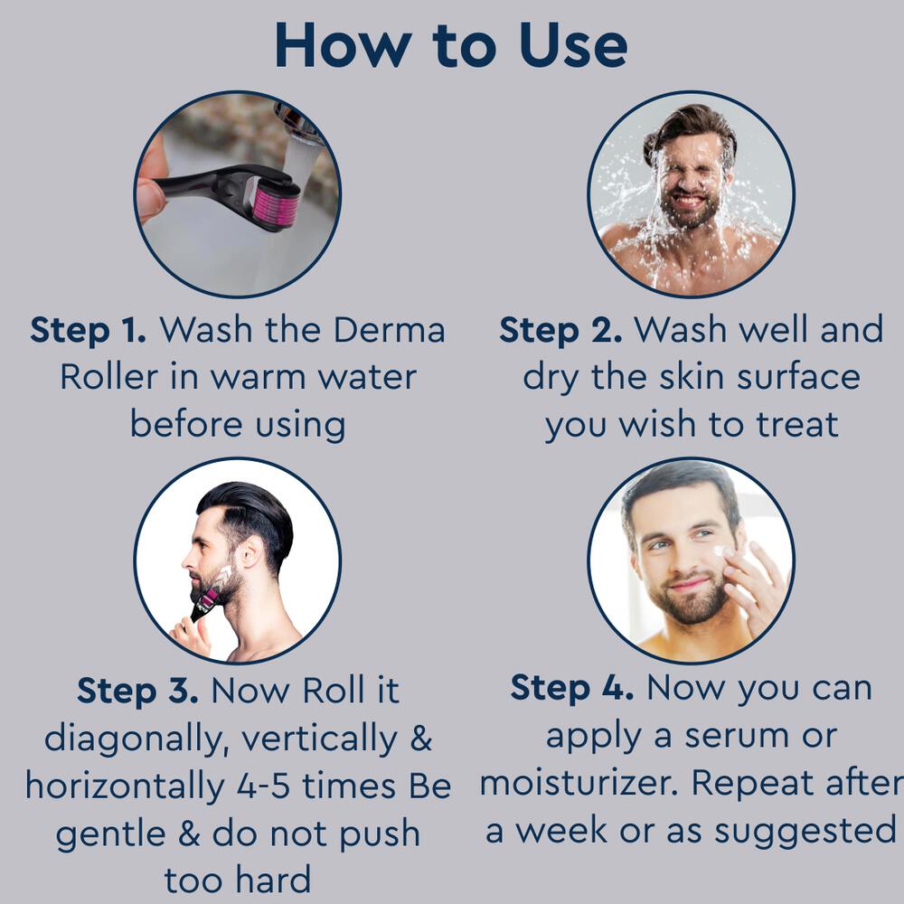 GUBB Derma Roller For Face Acne Scars, Skin Ageing & Hair Regrowth - Reduces Hair Fall - Stimulates Hair Follicles - Suitable for Beard Also - Safe & Effective _ Pink