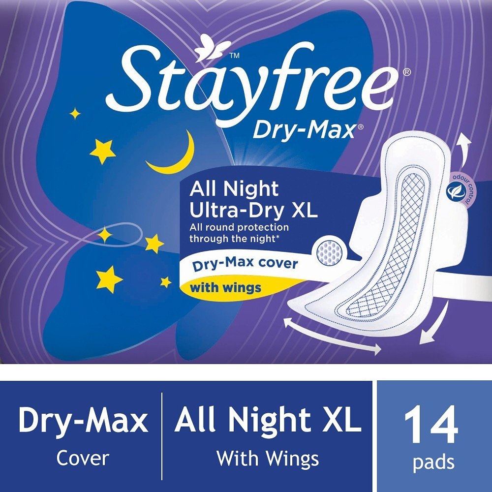 Stayfree Dry Max All Night Ultra Dry Napkins 14 Pads (Extra Large)