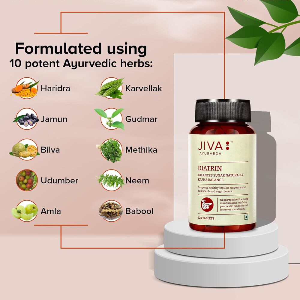 Jiva Diatrin Tablets Manages Blood Sugar Levels, Improves Metabolism (120Tablets)