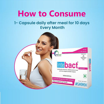 Dr. Morepen Intebact Probiotic Capsules Supplement for Gut Health (10 Veg Capsules)