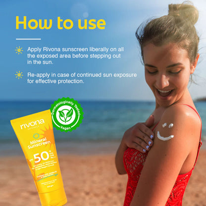 RIVONA NATURALS Sunscreen - SPF SPF50+ PA+++ Mineral Sunscreen SPF 50+ (100 gms)