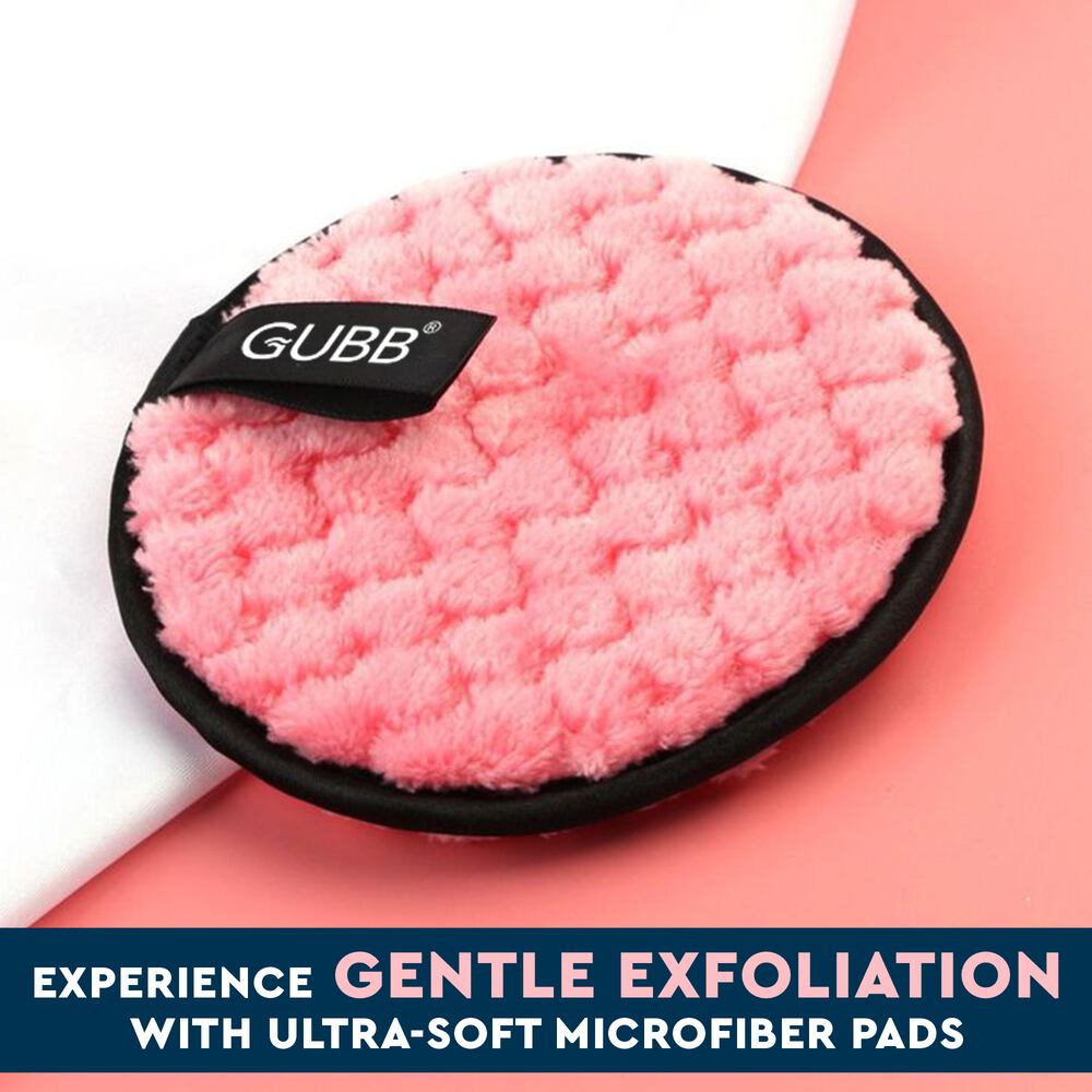 GUBB Makeup Remover Pads, Soft Round Double-Sided and Washable Facial Cleansing Pad Towels (Pack of 2, Pink & Beige)