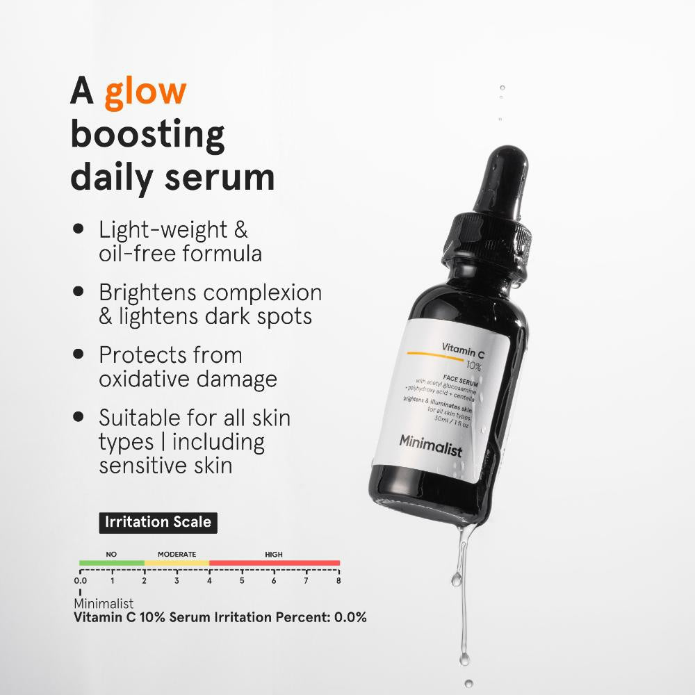 Minimalist 10% Vitamin C Face Serum for Glowing Skin (30ml)