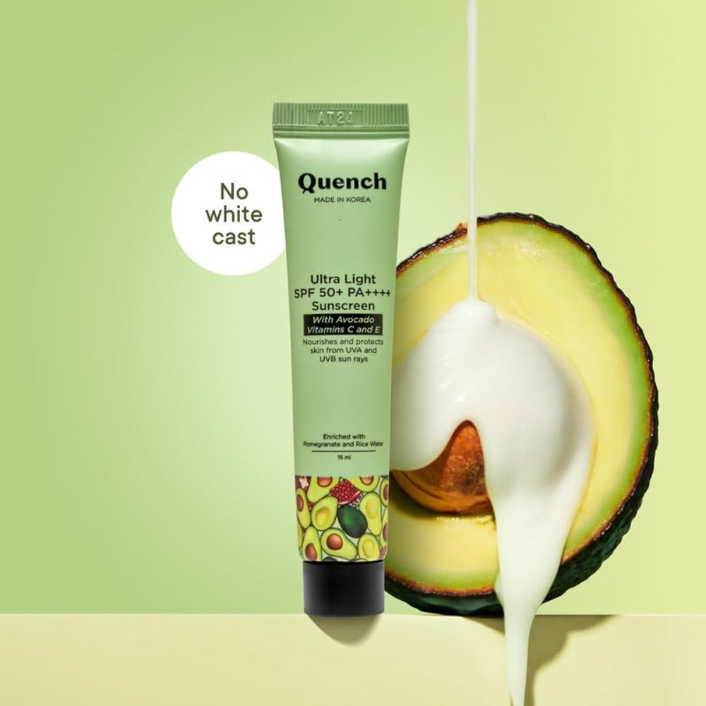 Quench Botanics  Ultra Light SPF 50+ PA++++ Sunscreen with Avocado Vitamins C & E (50ml)