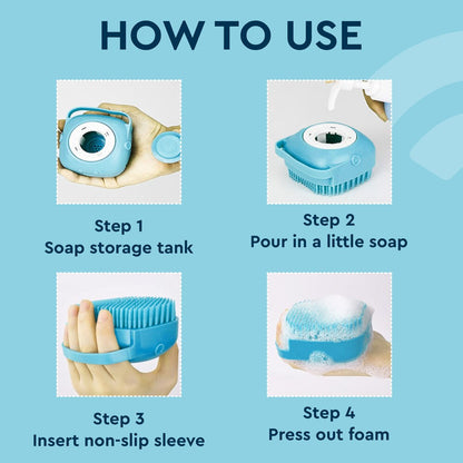 GUBB Silicone Exfoliating Bath Brush for Deep Cleansing with Shower Gel Dispenser (Random Colors)