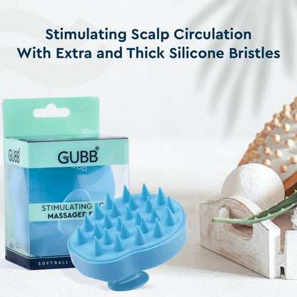 GUBB Stimulating Scalp Massager Brush with Extra and Thick Silicon Bristles, Helps In Stimulating Blood Flow & Reducing Dandruff