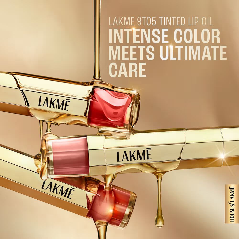 Lakme 9to5 Overtime Shine Tinted Lip Oil - Frosted Pink (5.3ml)