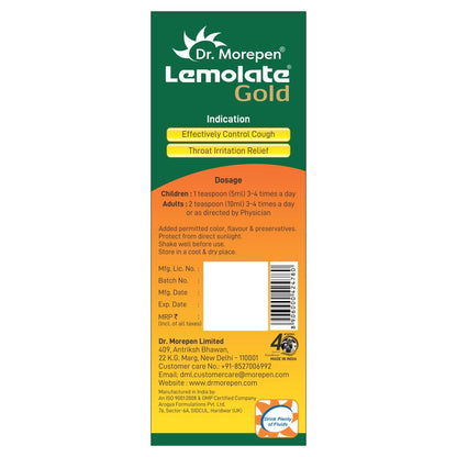 Dr.Morepen Lemolate Gold Ayurvedic Cough Syrup