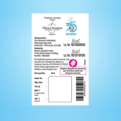 Dr. Morepen Intebact Probiotic Drops 10Bn Cfu Supplement for Gut Health (10ml)