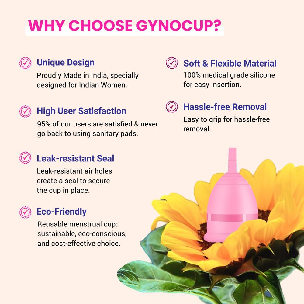 Gynocup Reusable Menstrual Cup For Women Safe (Pink,Medium)