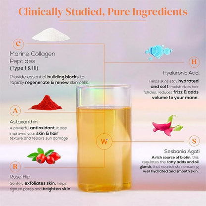 Wellbeing Nutrition Beauty Korean Marine Collagen Peptides - Mango Peach (250 gms)