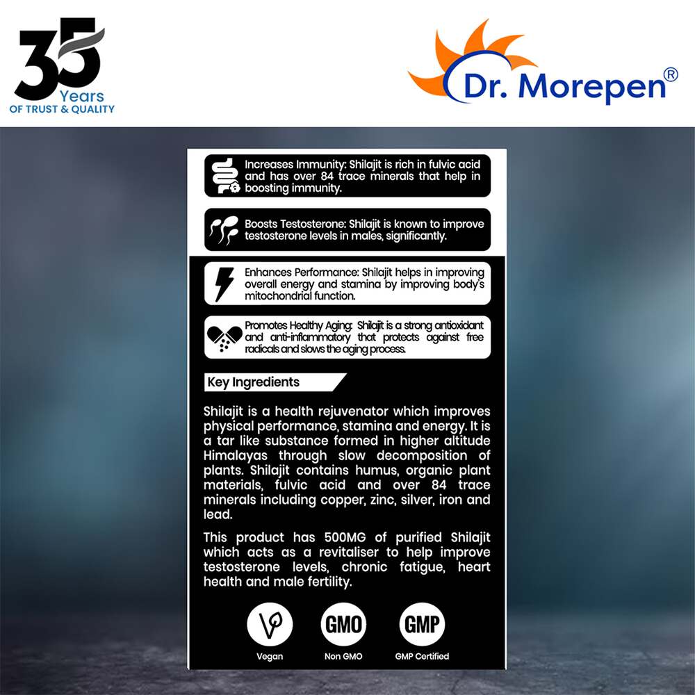 Dr. Morepen Shilajit Capsules for Strength Stamina Vigour & Vitality (60 Capsules)