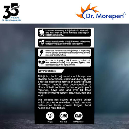 Dr. Morepen Shilajit Capsules for Strength Stamina Vigour & Vitality (60 Capsules)