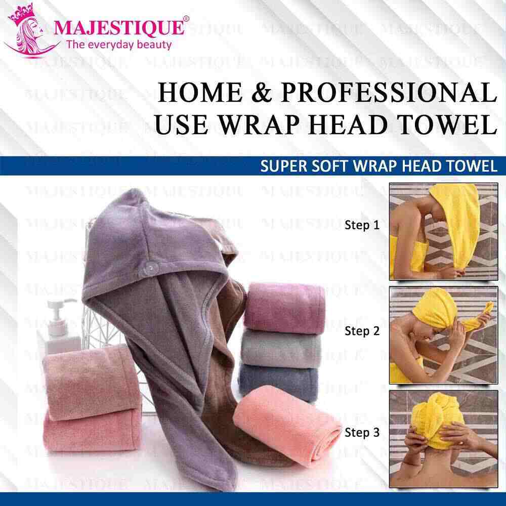 Majestique Hair Towel Wrap, Quick Dry Hair Turban for Curly, Long, and Thick Hair (Multicolor)