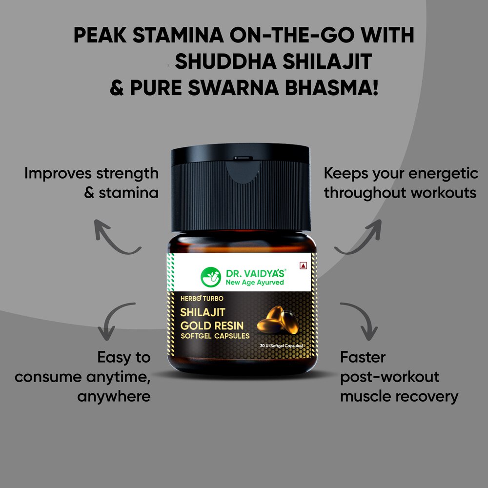 Dr. Vaidyas Herbo24Turbo Shilajit Resin Gold Softgel (30 Softgels)
