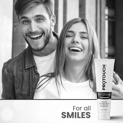 PROTOUCH Hi-Shine Toothpaste with Deep Clean Charcoal and Refreshing Mint for Teeth Whitening (100 gms)