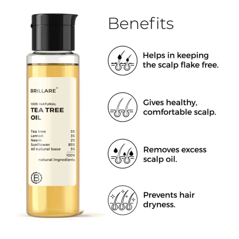 Brillare Tea Tree Oil For Itchy, Flaky, Dandruff Prone Scalp (100ml)