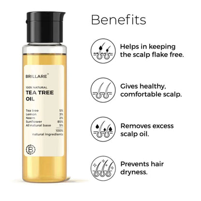 Brillare Tea Tree Oil For Itchy, Flaky, Dandruff Prone Scalp (100ml)