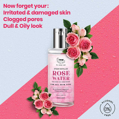 TNW-The Natural Wash Pure and Natural Rose Water Face Toner/Skin Toner/Makeup Remover for Men & Women (100ml)