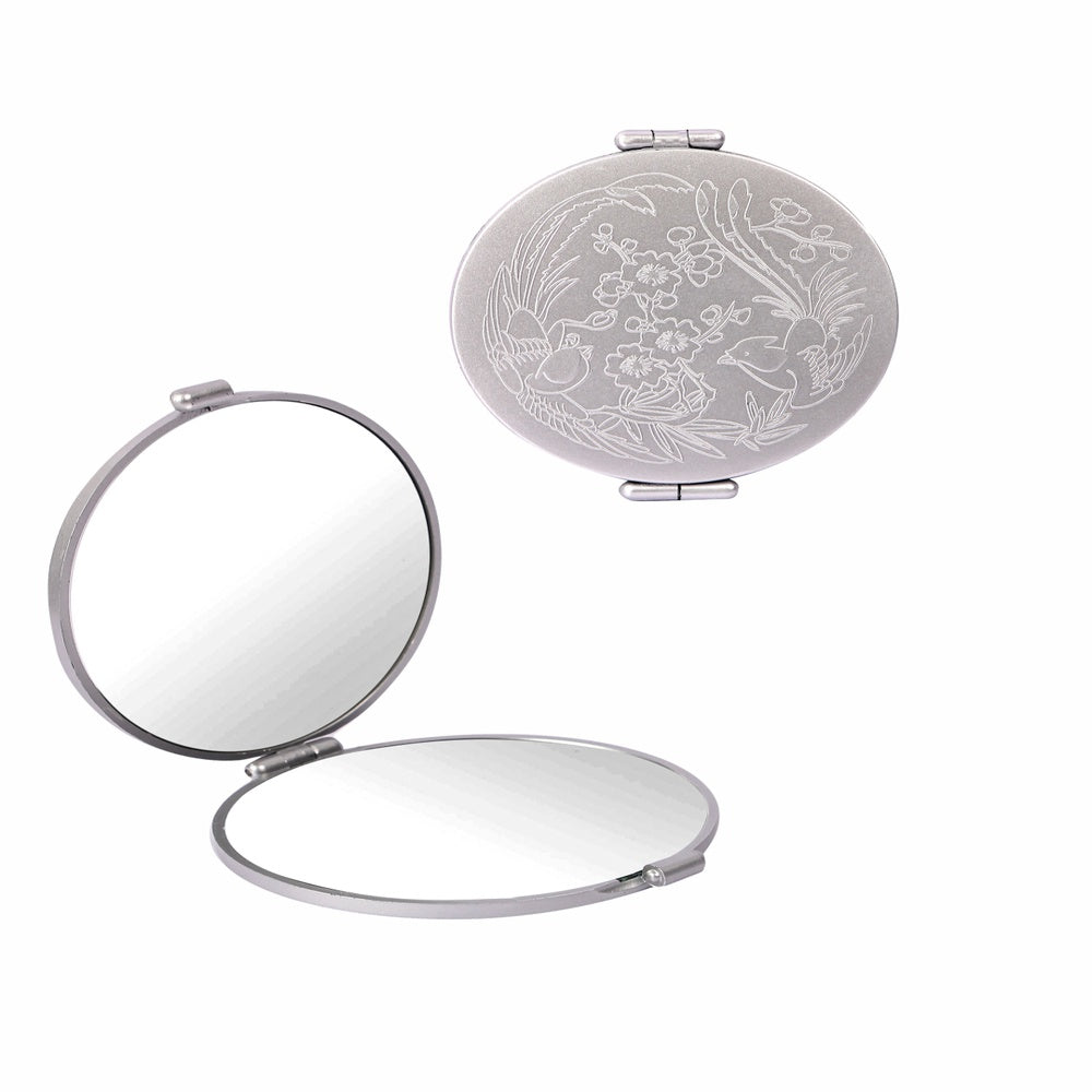 GUBB Travel Mirror Compact Cosmetic Bag Mirror for Women Magnifying Mirror for Makeup 5X - Silver - Compact in Size C71-Easy to Carry - Dual Side Mirror - Can be rotated to 180 Degrees