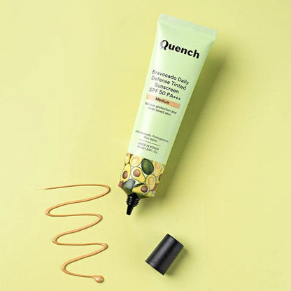 Quench Daily Defense Tinted Sunscreen SPF 50 PA+++ with Avocado Vitamins C & E - Medium (50ml)