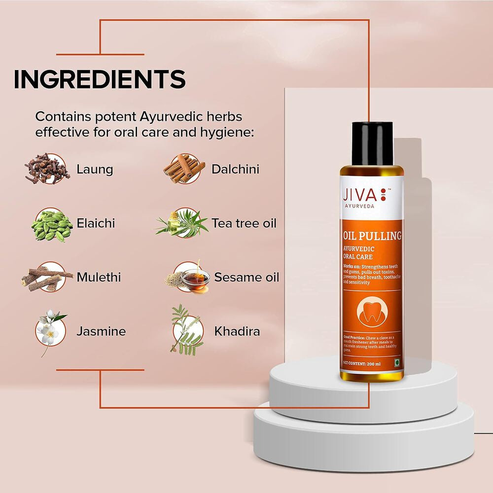 Jiva Oil Pulling for Deep Cleanses Mouth, Removes Toxins (200ml)