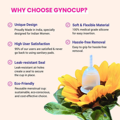 Gynocup Reusable Menstrual Cup For Women Safe (White,Medium)