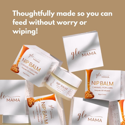 GLO Mama Nipple Butter for Breastfeeding | Caramel Popcorn Nip Balm | Soothes & Repairs Dry, Cracked Nipples | Safe & Baby-Friendly for Nursing Moms