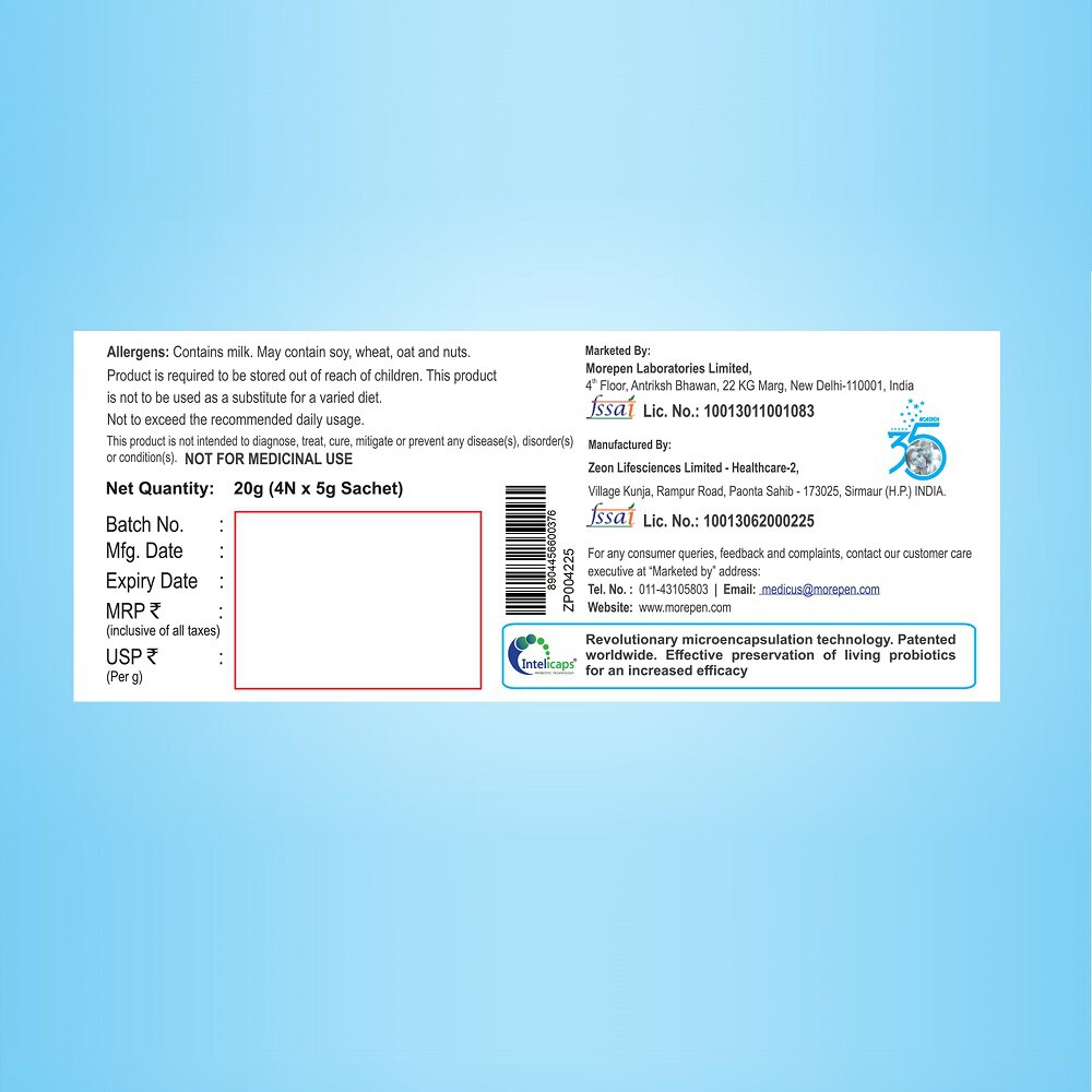 Dr. Morepen Intebact Lax Probiotic Supplement for Gut Health (4 Sachets)